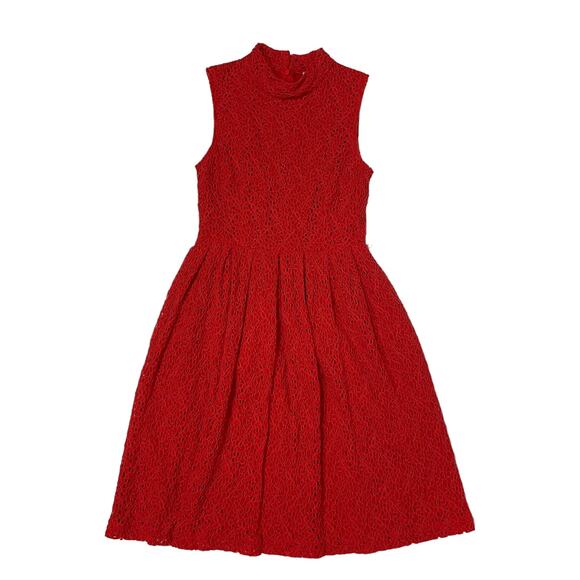 Anthropologie Hi There from Karen Walker Angie Collared Lace Dress - Red - 4 - Picture 1 of 14
